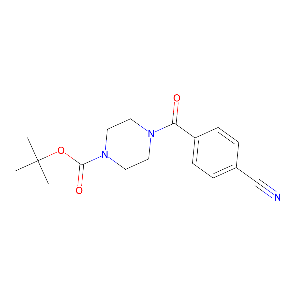 Tert-butyl 4-(4-cyanobenzoyl)piperazine-1-carboxylate molecular structure, CAS 220470-24-6