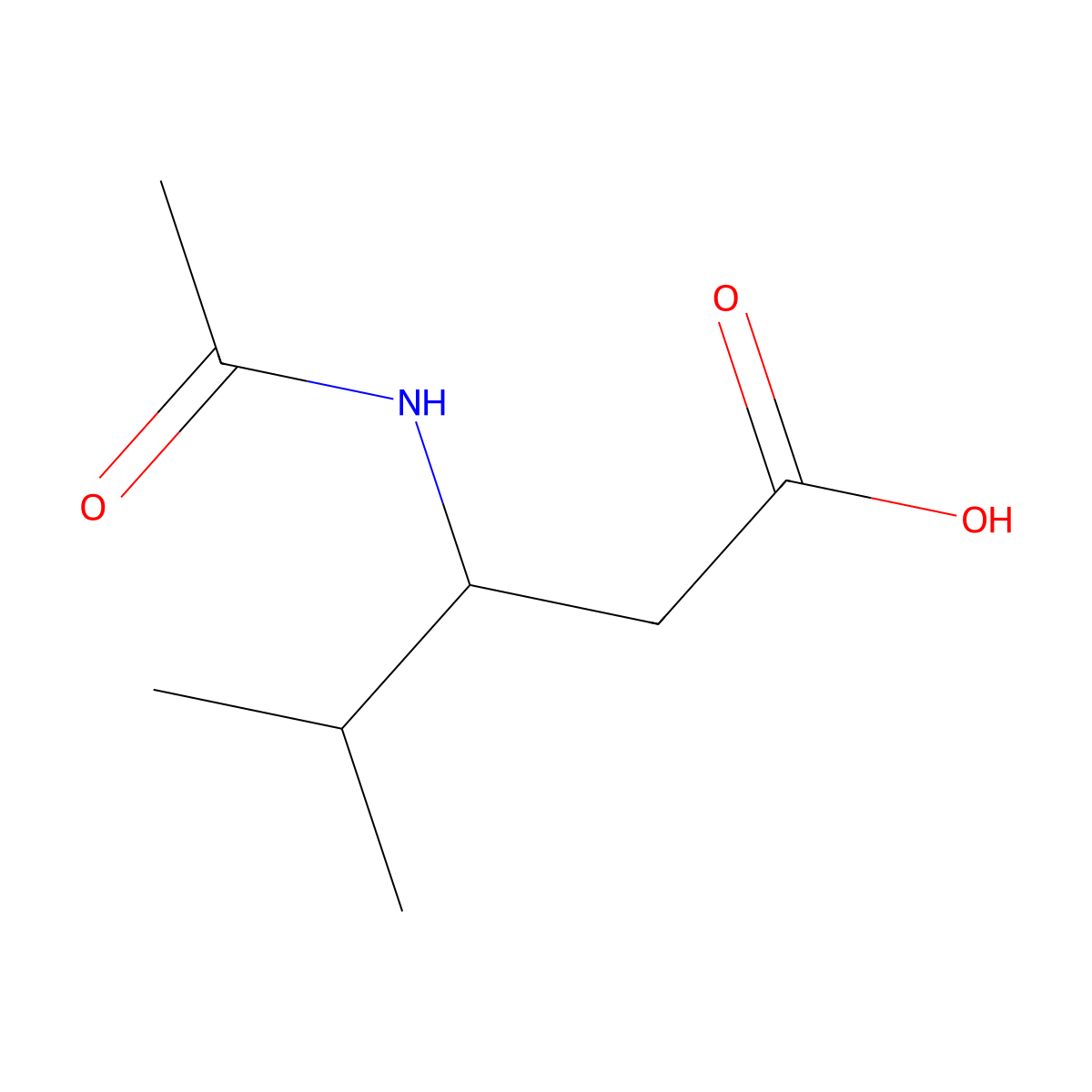 (3R)-3-acetamido-4-methylpentanoic acid molecular structure, CAS 220472-44-6