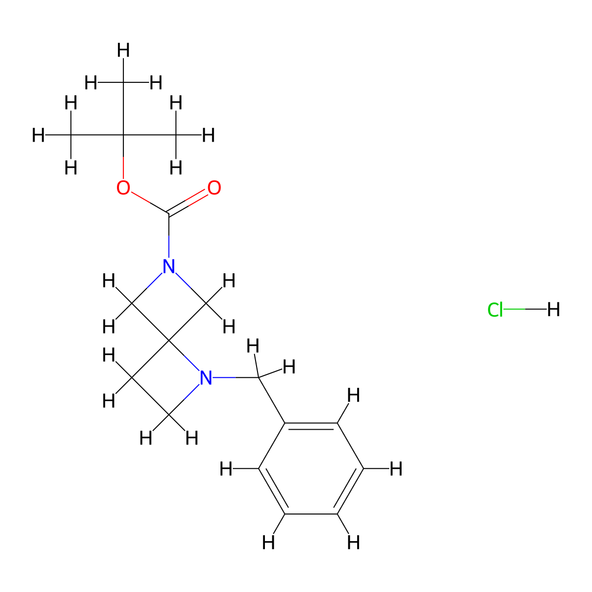 tert-Butyl 1-benzyl-1,6-diazaspiro[3.3]heptane-6-carboxylate hydrochloride molecular structure, CAS 2204750-86-5