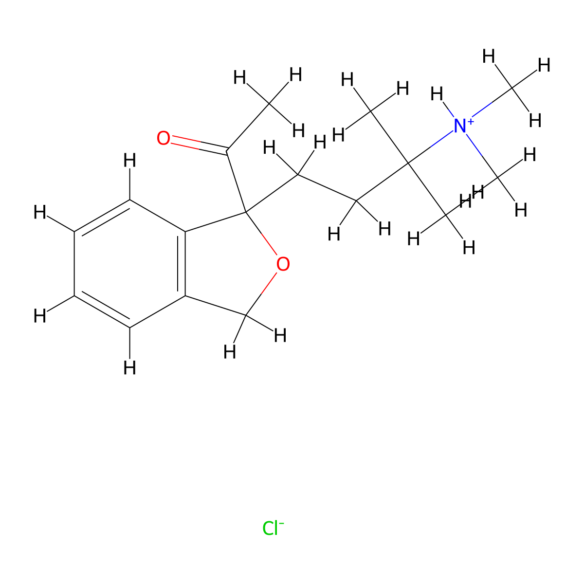 Ketone, 3,3-dimethyl-1-(3-(dimethylamino)propyl)-1-phthalanyl methyl, hydrochloride molecular structure, CAS 22048-48-2