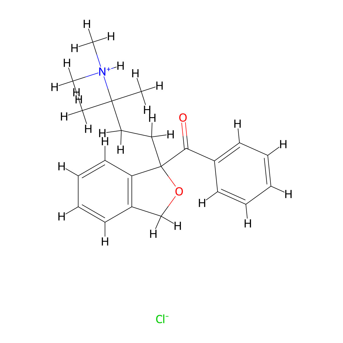 Ketone, 1-(3,3-dimethyl-3-(dimethylamino)propyl)-1-phthalanyl phenyl, hydrochloride molecular structure, CAS 22048-50-6
