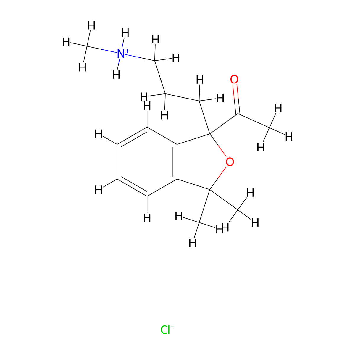 Ketone, 3,3-dimethyl-1-(3-(methylamino)propyl)-1-phthalanyl methyl, hydrochloride molecular structure, CAS 22048-55-1