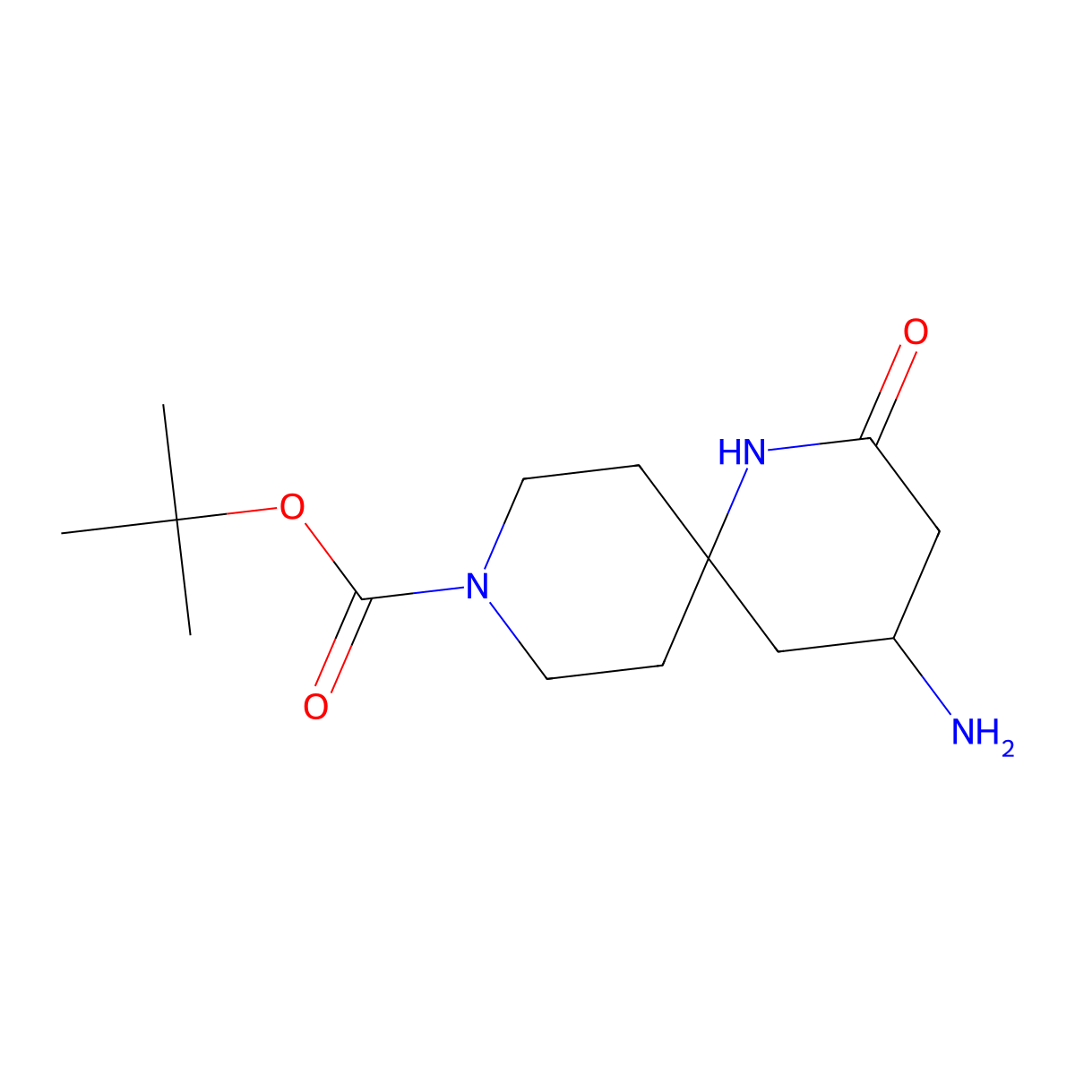 Tert-butyl 4-amino-2-oxo-1,9-diazaspiro[5.5]undecane-9-carboxylate molecular structure, CAS 2204809-82-3
