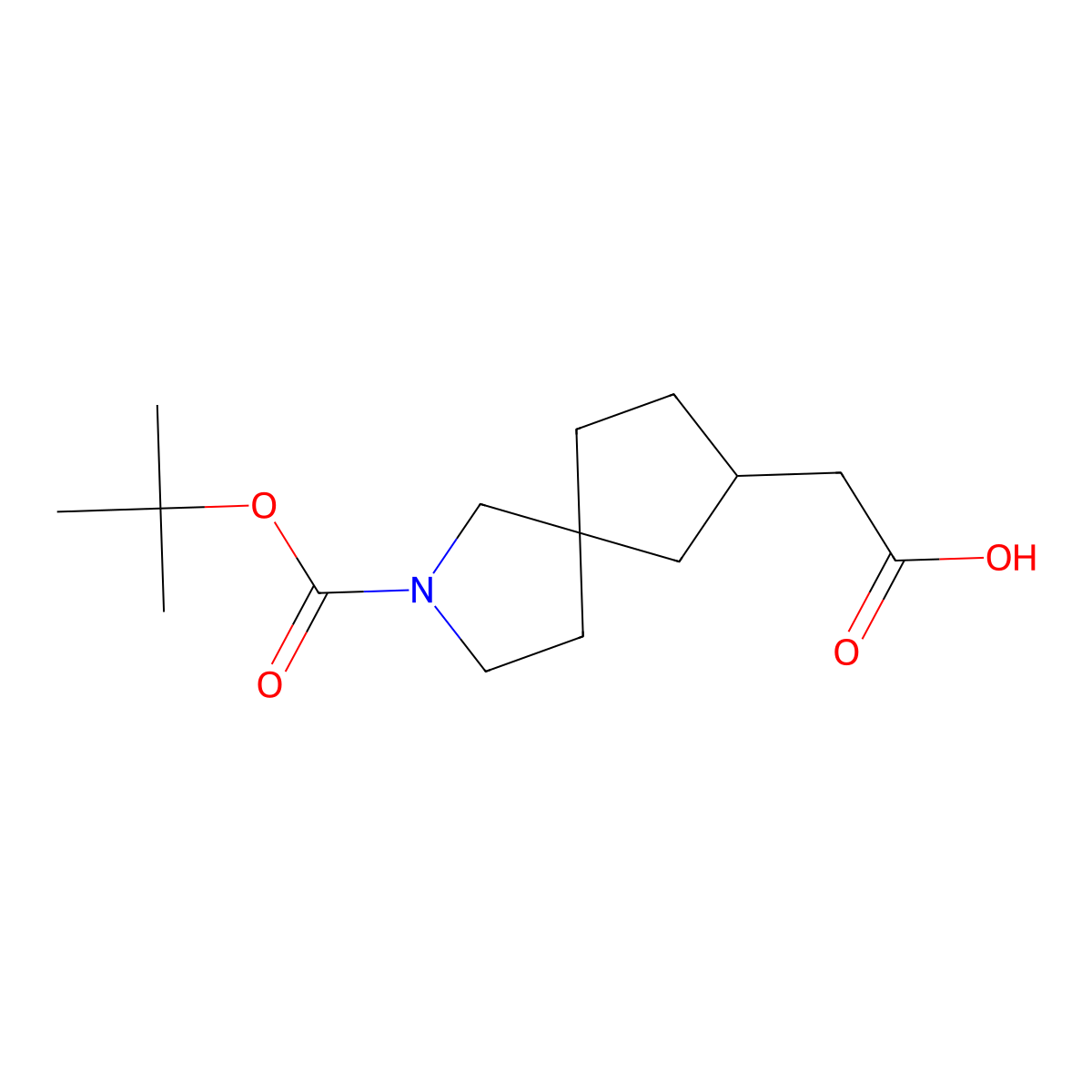 2-(2-((Tert-butoxy)carbonyl)-2-azaspiro(4.4)nonan-7-yl)acetic acid molecular structure, CAS 2204862-97-3