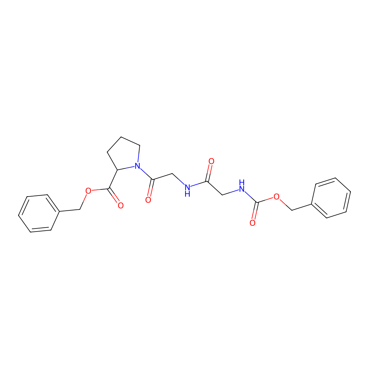 Carbobenzyloxyglycylglycyl-L-proline benzyl ester molecular structure, CAS 22049-31-6