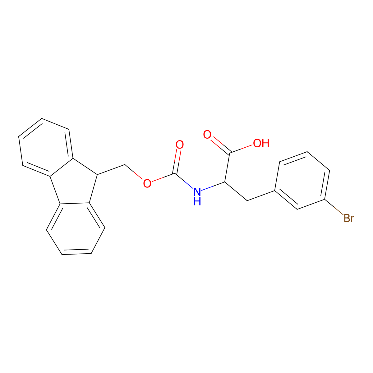 (2S)-3-(3-bromophenyl)-2-({[(9H-fluoren-9-yl)methoxy]carbonyl}amino)propanoic acid molecular structure, CAS 220497-48-3