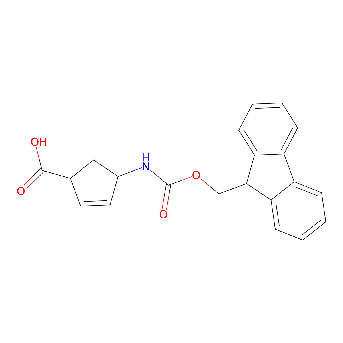 (1R,4S)-4-((((9H-Fluoren-9-yl)methoxy)carbonyl)amino)cyclopent-2-enecarboxylic acid molecular structure, CAS 220497-65-4