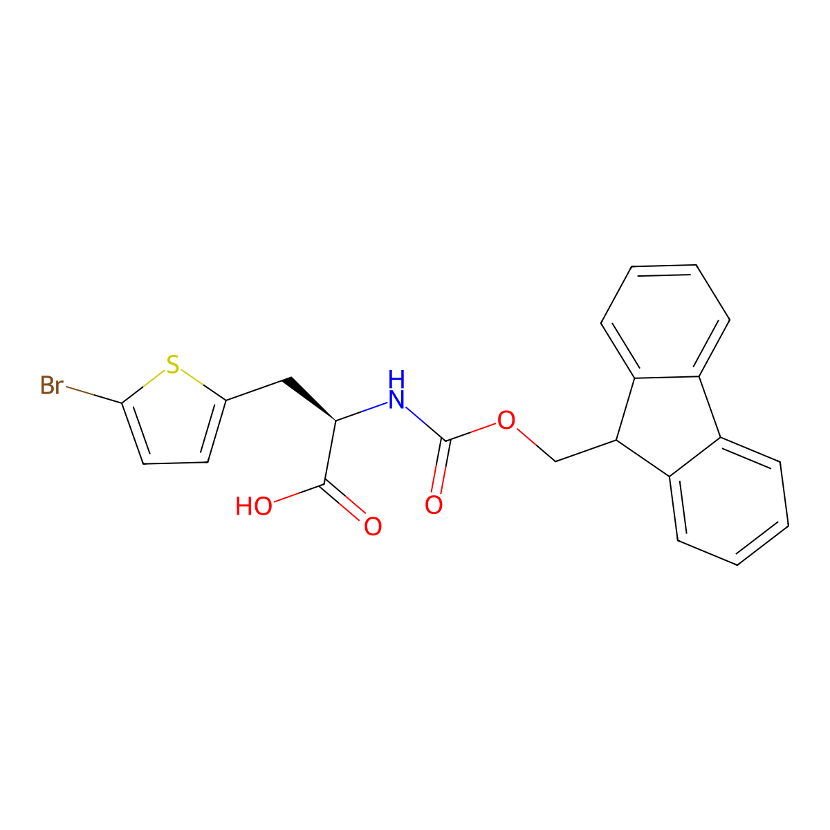Fmoc-D-2-(5-bromothienyl)alanine molecular structure, CAS 220497-83-6
