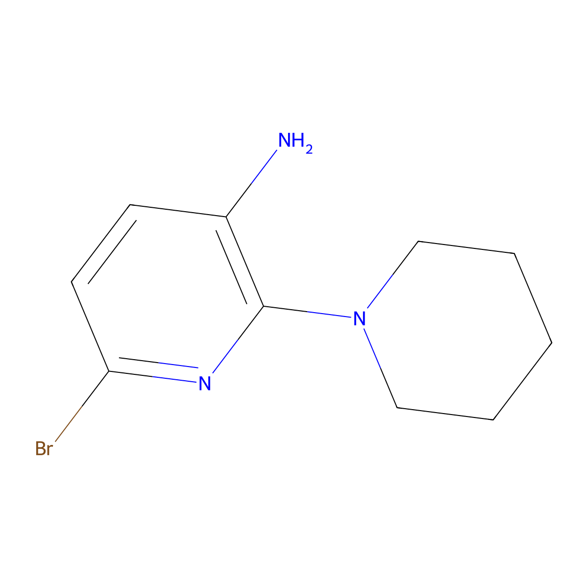 6-Bromo-2-piperidin-1-ylpyridin-3-ylamine molecular structure, CAS 220499-46-7