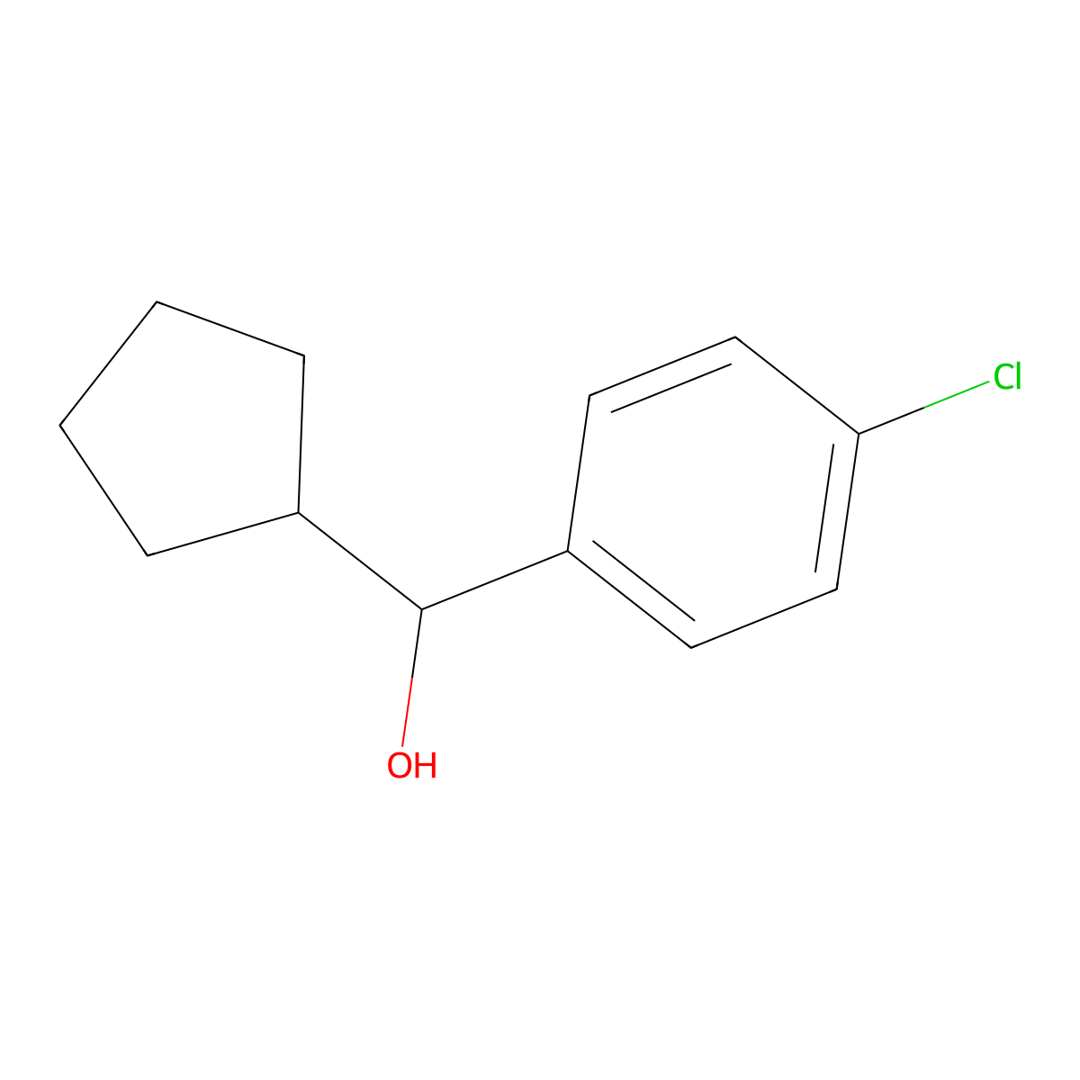 Cyclopentyl (4-chlorophenyl)methanol molecular structure, CAS 2205-00-7