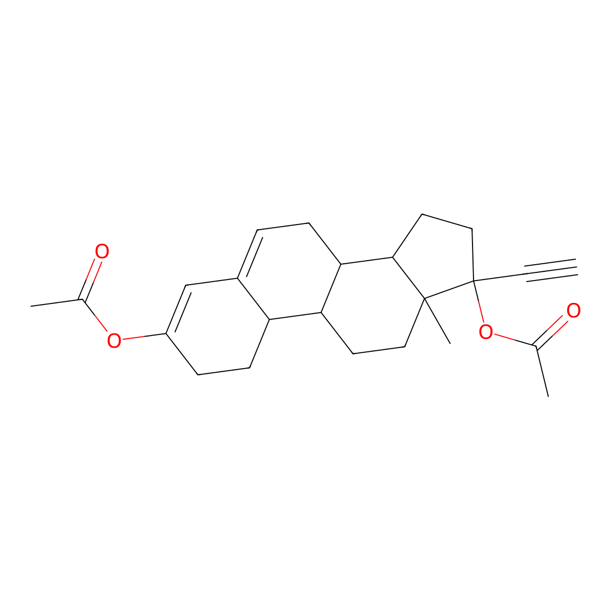 [(8R,9S,10R,13S,14S,17R)-17-acetyloxy-17-ethynyl-13-methyl-2,7,8,9,10,11,12,14,15,16-decahydro-1H-cyclopenta[a]phenanthren-3-yl] acetate molecular structure, CAS 2205-78-9