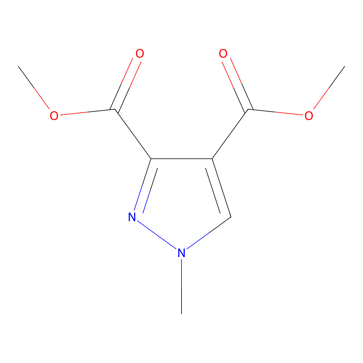 dimethyl 1-methyl-1H-pyrazole-3,4-dicarboxylate molecular structure, CAS 22050-80-2