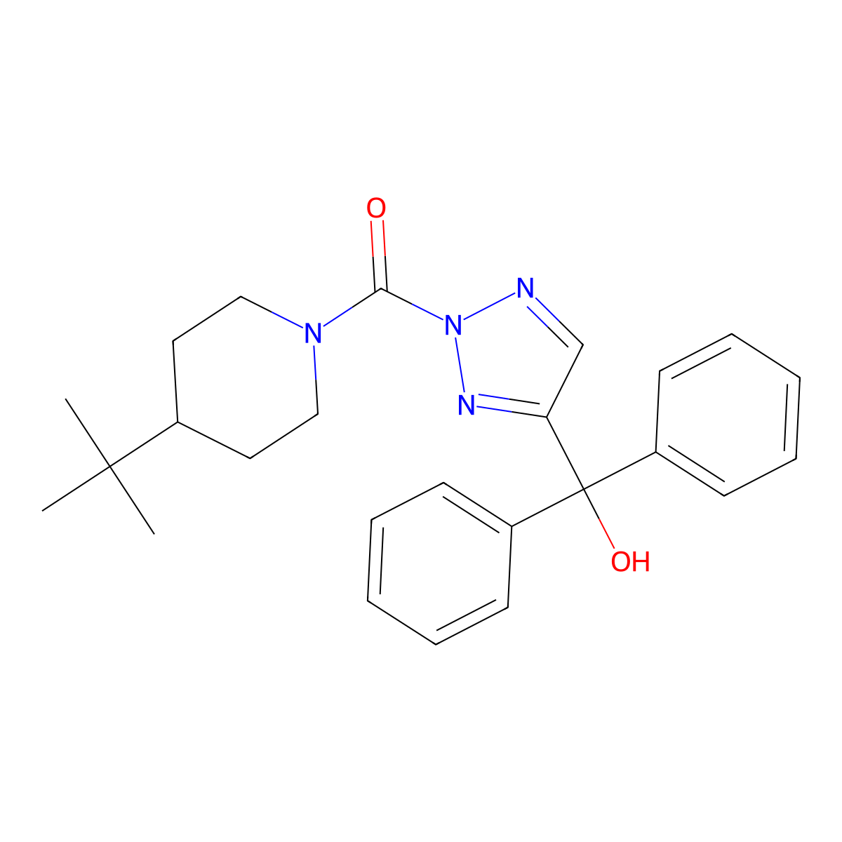 (4-Tert-butylpiperidin-1-yl)-[4-[hydroxy(diphenyl)methyl]triazol-2-yl]methanone molecular structure, CAS 2205032-89-7