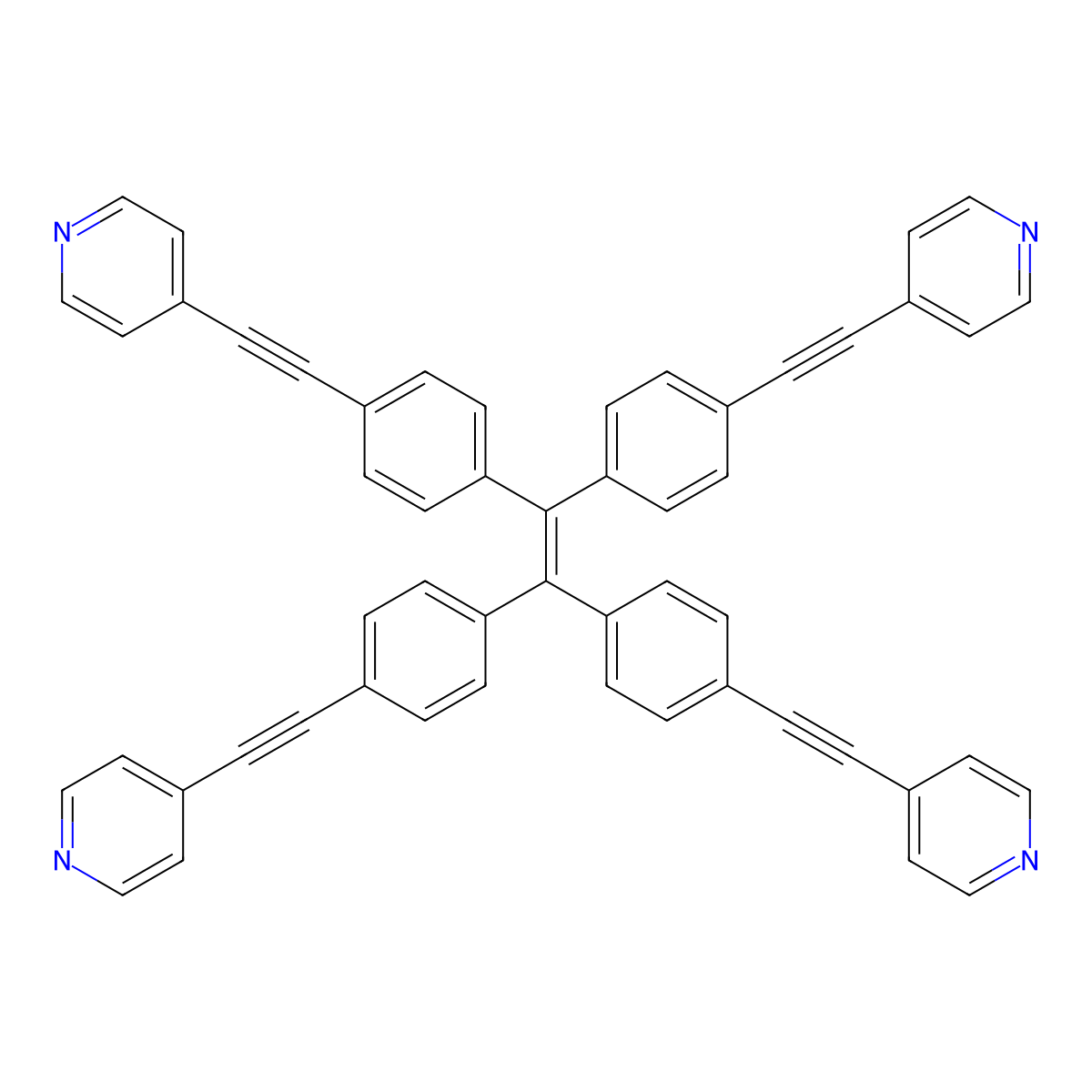 1,1,2,2-Tetrakis(4-(pyridin-4-ylethynyl)phenyl)ethene molecular structure, CAS 2205033-01-6