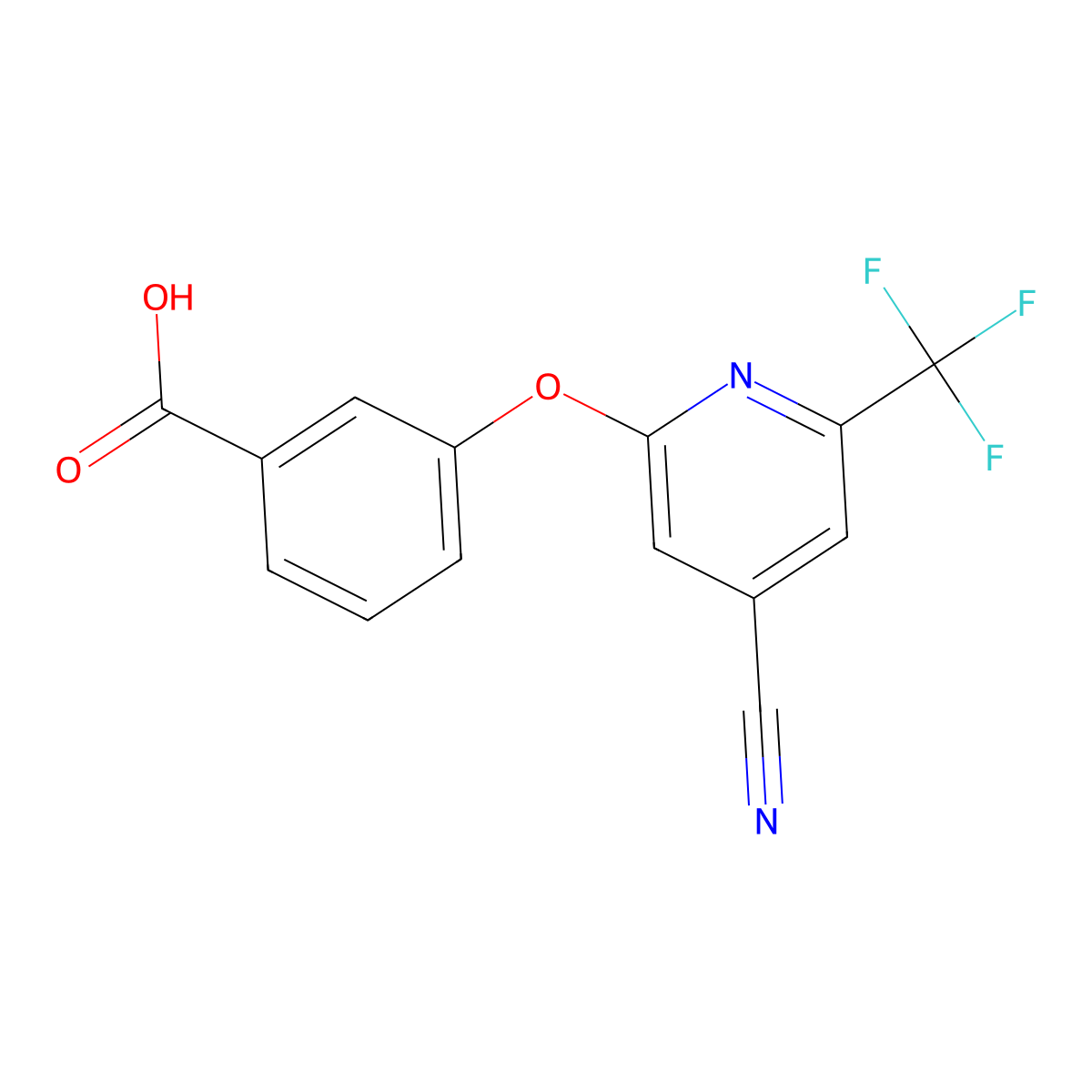3-((4-Cyano-6-(trifluoromethyl)pyridin-2-yl)oxy)benzoic acid molecular structure, CAS 2205037-12-1