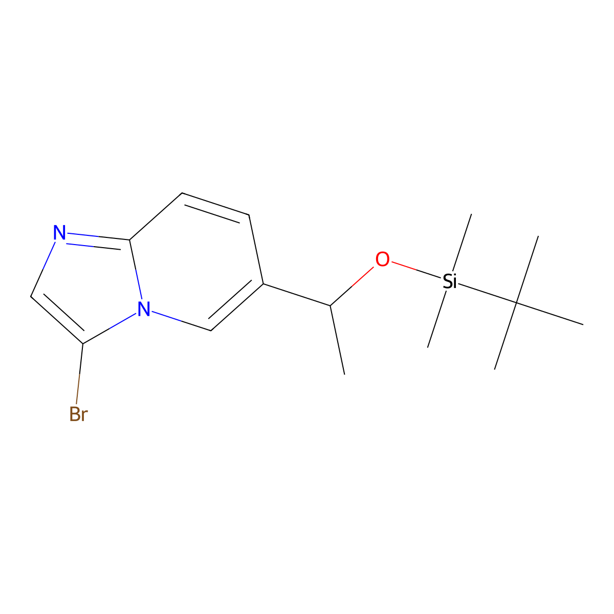3-Bromo-6-[1-[[(1,1-dimethylethyl)dimethylsilyl]oxy]ethyl]imidazo[1,2-a]pyridine molecular structure, CAS 2205041-75-2