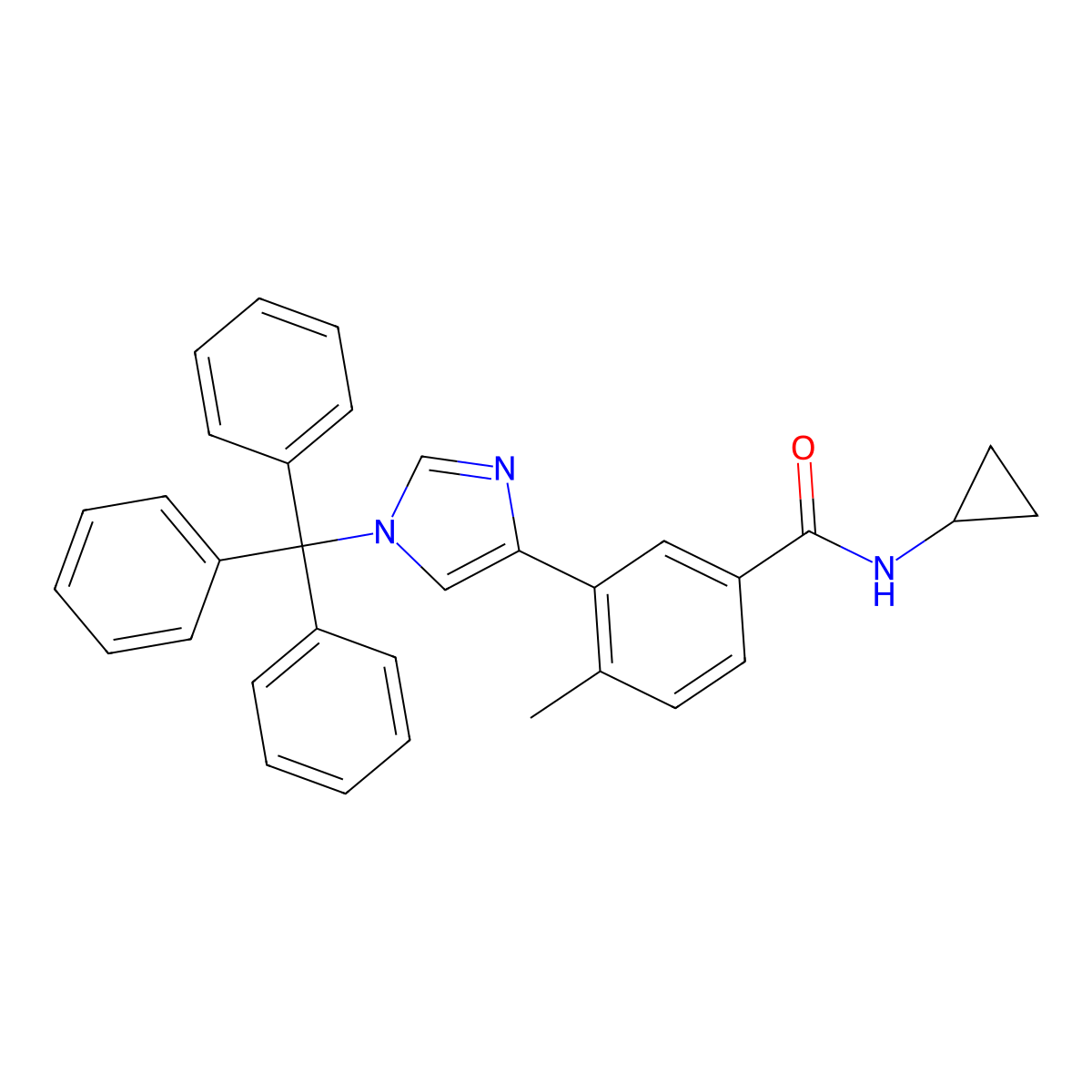 N-cyclopropyl-4-methyl-3-(1-trityl-1H-imidazol-4-yl)benzamide molecular structure, CAS 2205041-86-5