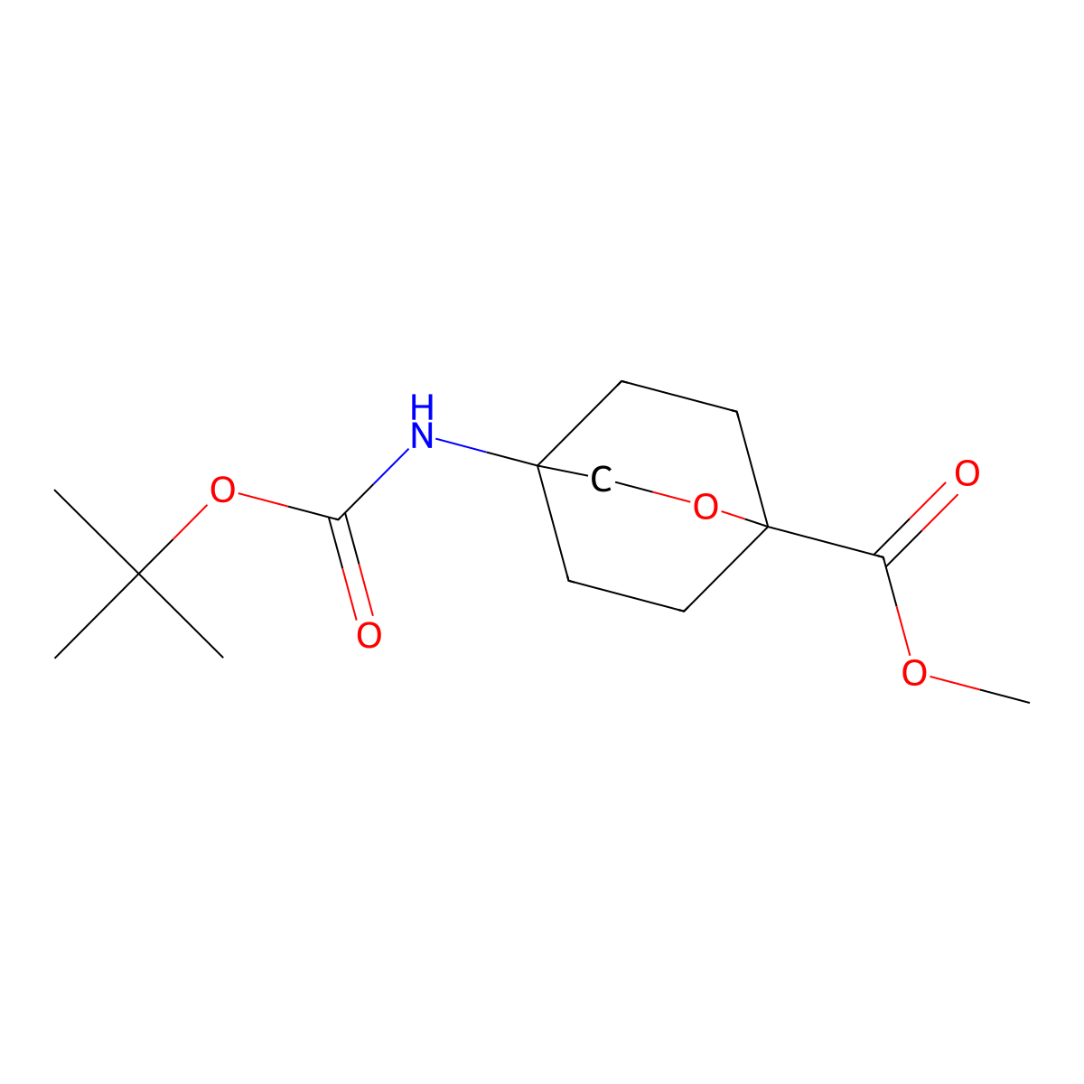 Methyl 4-(tert-butoxycarbonylamino)-2-oxabicyclo[2.2.2]octane-1-carboxylate molecular structure, CAS 2205097-75-0