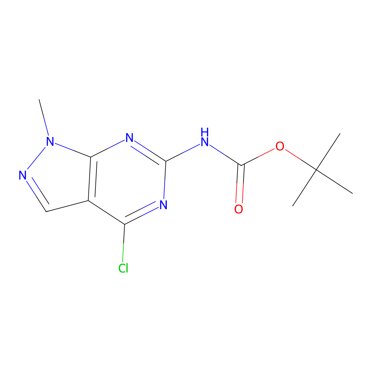 tert-butyl N-{4-chloro-1-methyl-1H-pyrazolo[3,4-d]pyrimidin-6-yl}carbamate molecular structure, CAS 2205097-76-1