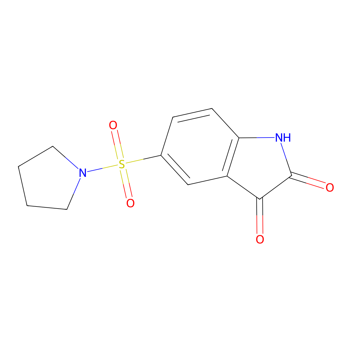 5-(Pyrrolidin-1-ylsulfonyl)indoline-2,3-dione molecular structure, CAS 220510-17-8