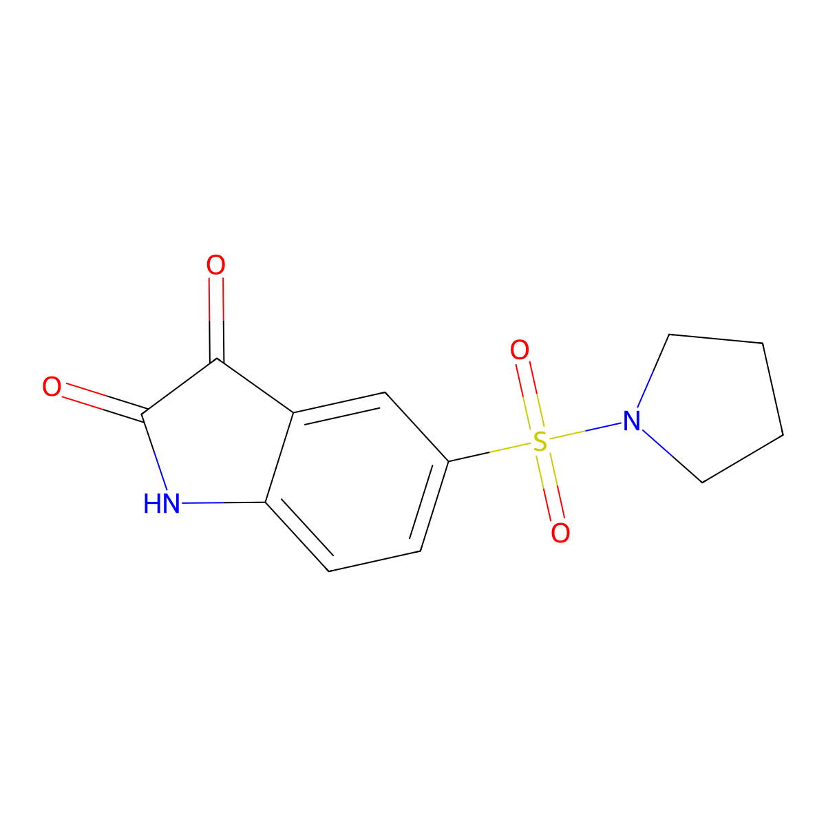 5-(Pyrrolidin-1-ylsulfonyl)indoline-2,3-dione molecular structure, CAS 220510-17-8