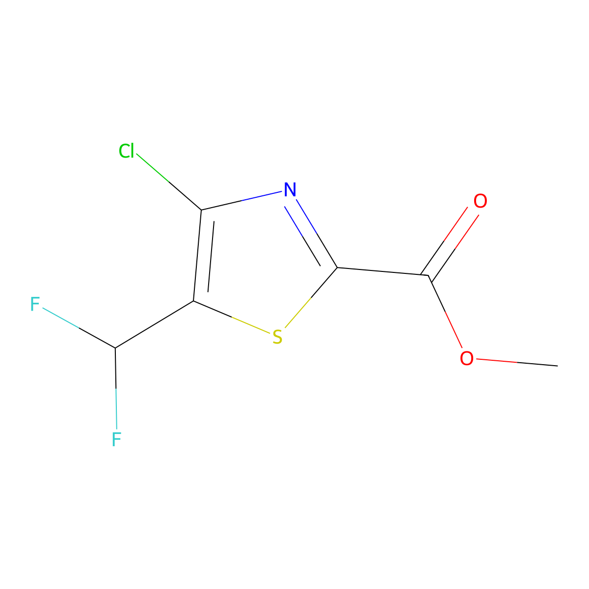 Methyl 4-chloro-5-(difluoromethyl)-1,3-thiazole-2-carboxylate molecular structure, CAS 2205147-30-2