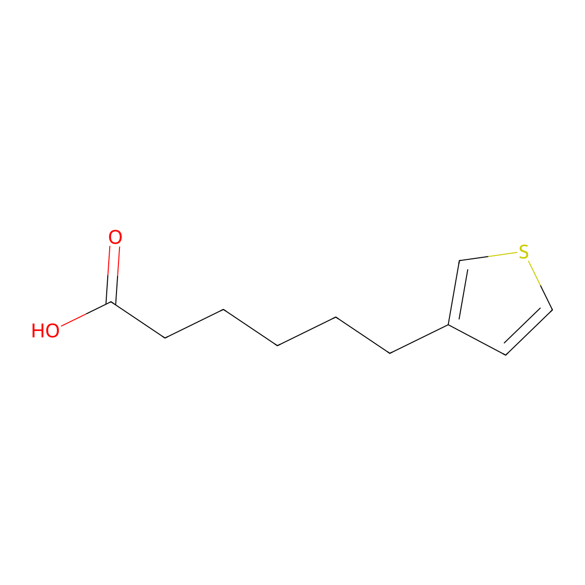 Poly(3-(5-carboxypentyl)thiophene-2,5-diyl) molecular structure, CAS 22053-93-6