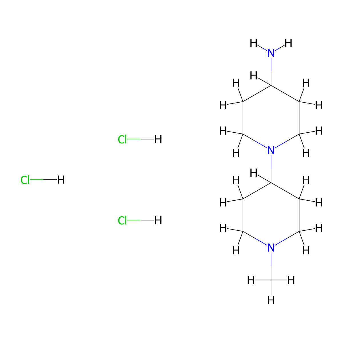 1'-Methyl-1,4'-bipiperidin-4-amine trihydrochloride molecular structure, CAS 2205311-52-8