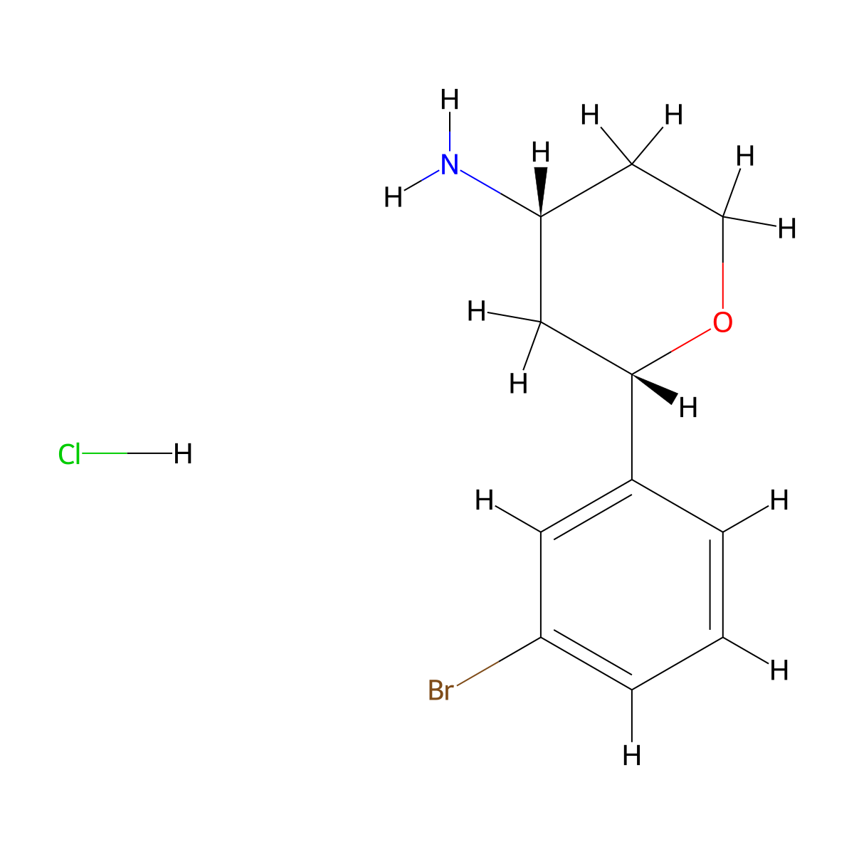[2-(3-Bromophenyl)tetrahydro-2H-pyran-4-yl]amine hydrochloride molecular structure, CAS 2205311-53-9