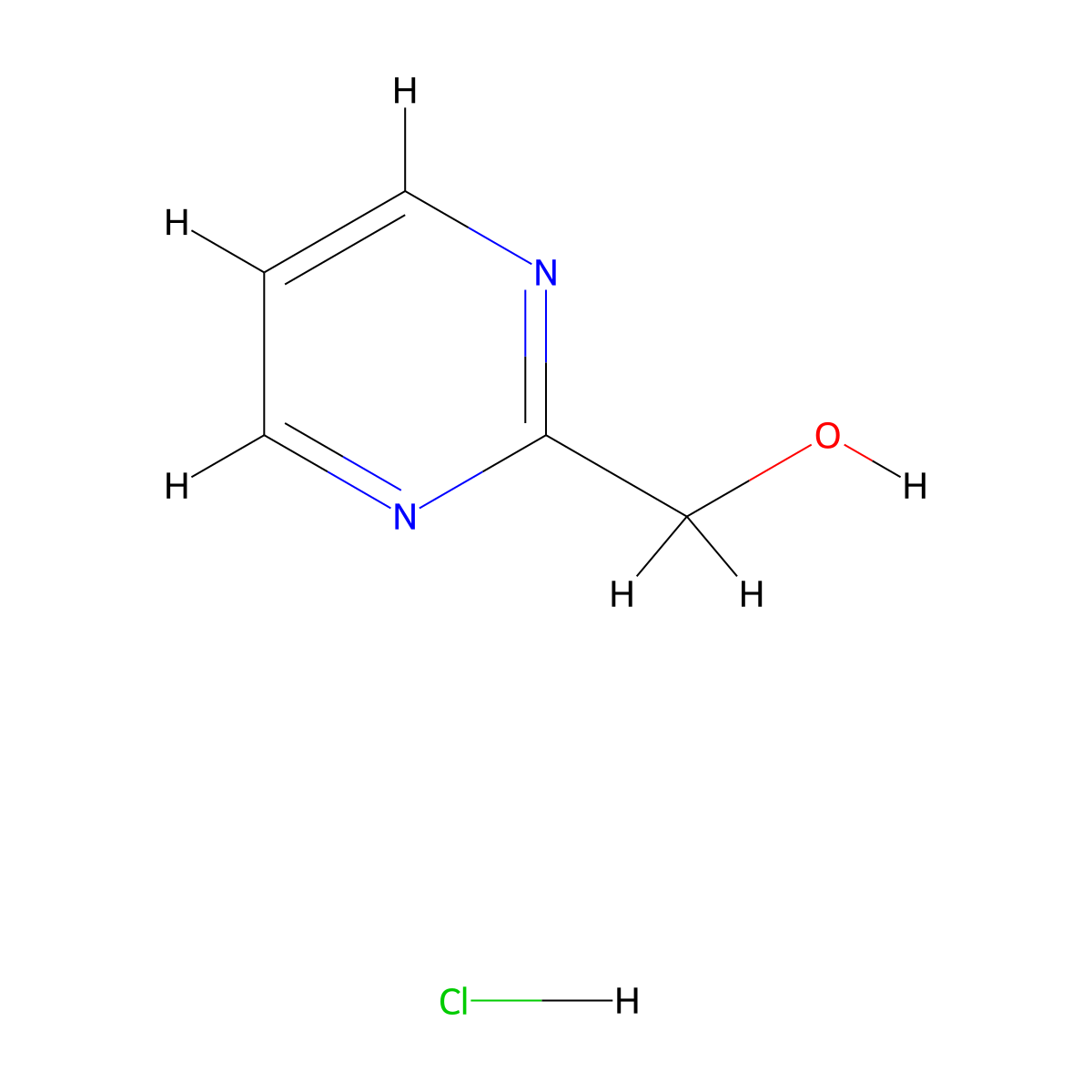 Pyrimidin-2-ylmethanol hcl molecular structure, CAS 2205333-63-5