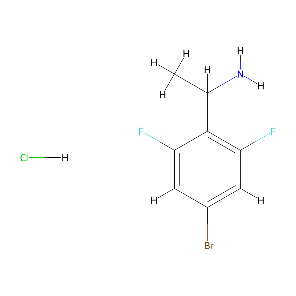 1-(4-Bromo-2,6-difluorophenyl)ethan-1-amine hydrochloride molecular structure, CAS 2205384-10-5