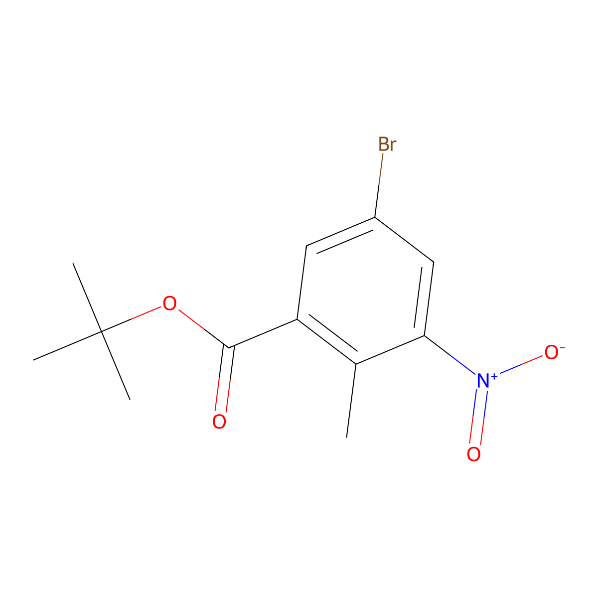 Tert-butyl 5-bromo-2-methyl-3-nitrobenzoate molecular structure, CAS 2205384-88-7