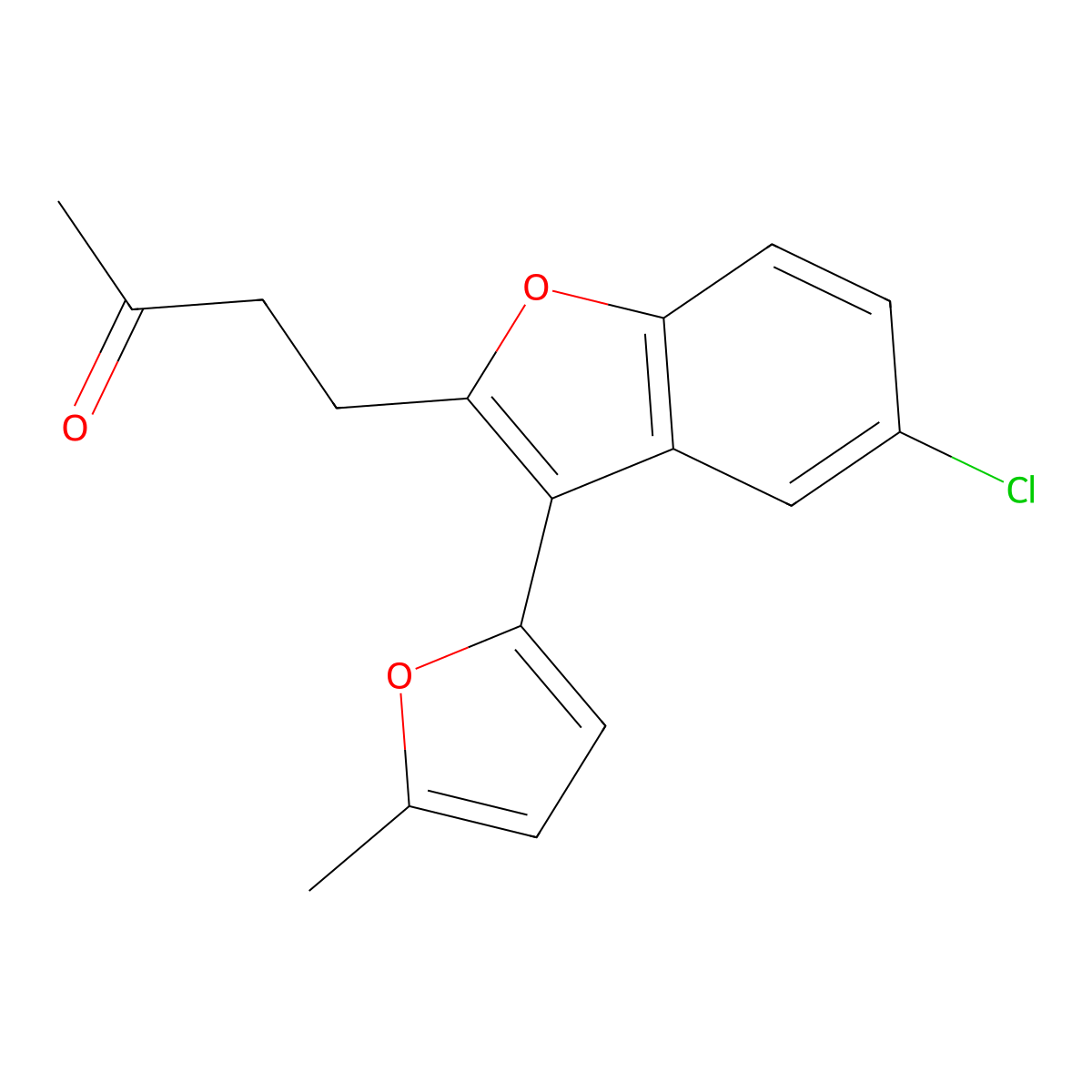 4-[5-Chloro-3-(5-methylfuran-2-yl)-1-benzofuran-2-yl]butan-2-one molecular structure, CAS 220542-67-6