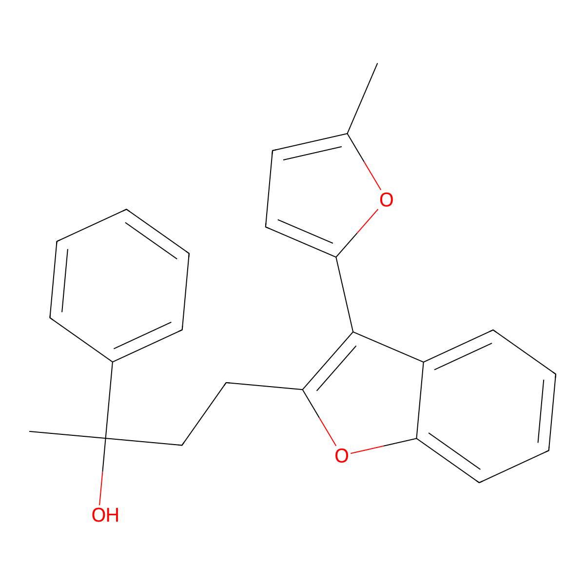 4-[3-(5-Methylfuran-2-yl)-1-benzofuran-2-yl]-2-phenylbutan-2-ol molecular structure, CAS 220542-78-9