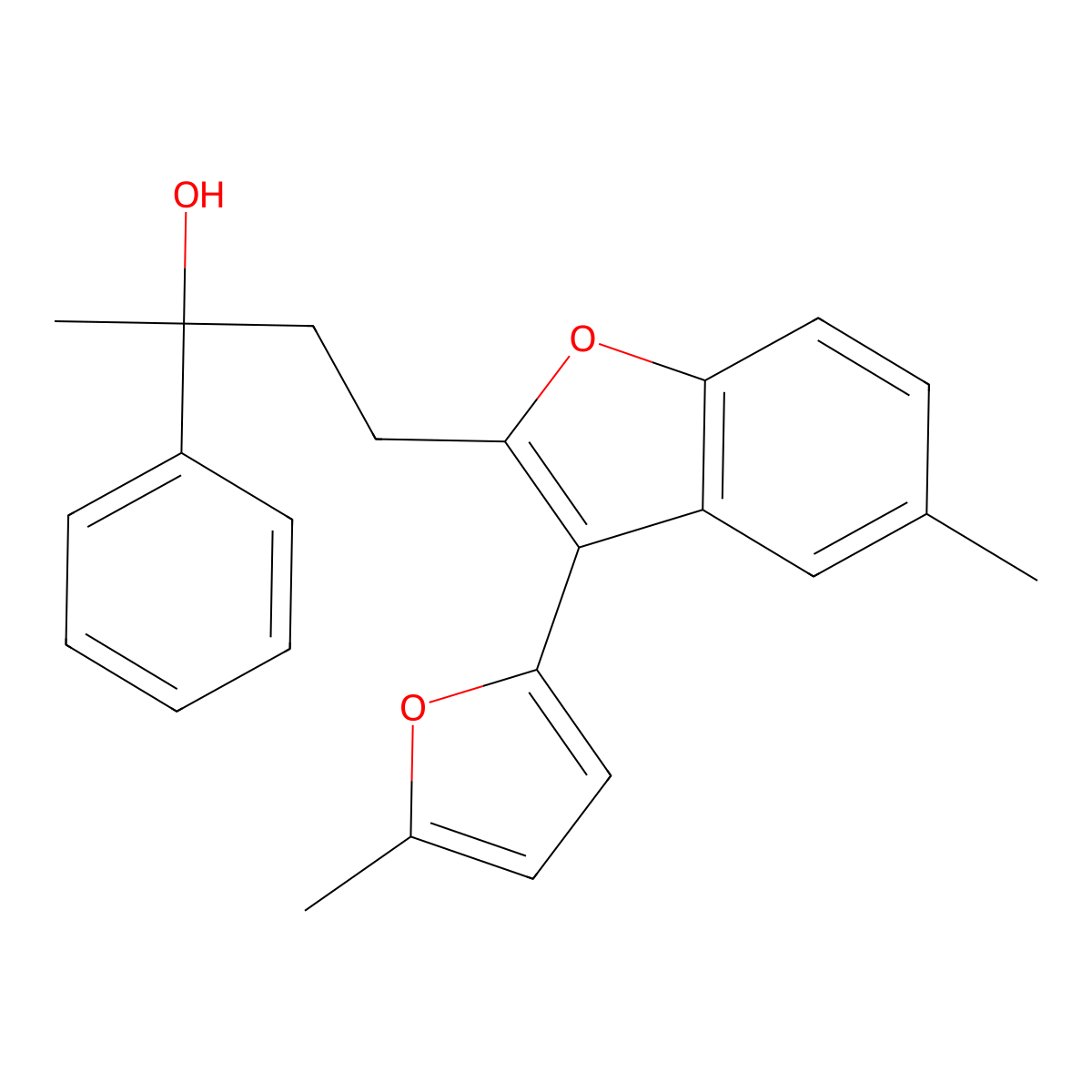 4-[5-Methyl-3-(5-methylfuran-2-yl)-1-benzofuran-2-yl]-2-phenylbutan-2-ol molecular structure, CAS 220542-79-0