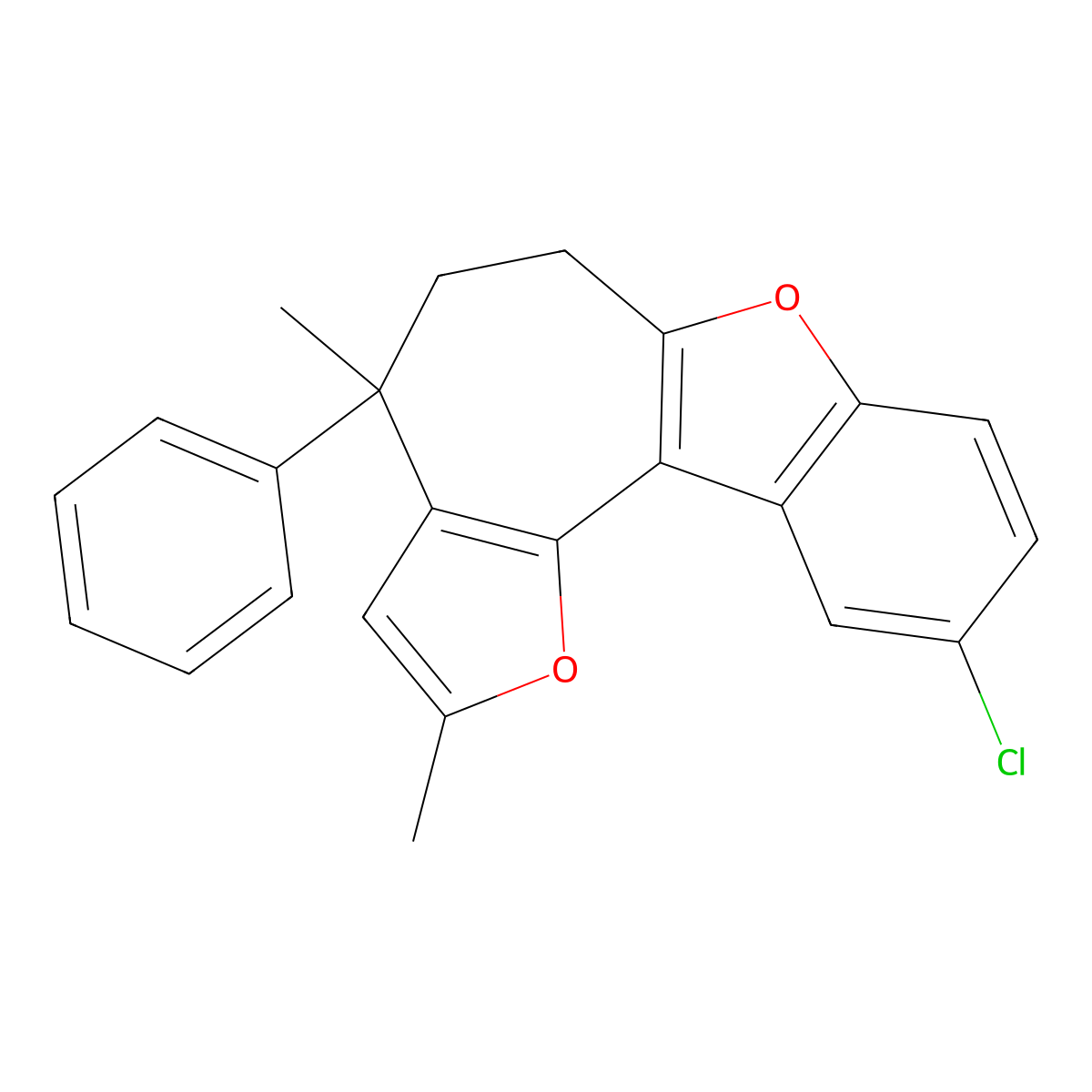 15-Chloro-4,7-dimethyl-7-phenyl-3,11-dioxatetracyclo[8.7.0.02,6.012,17]heptadeca-1(10),2(6),4,12,14,16-hexaene molecular structure, CAS 220542-83-6