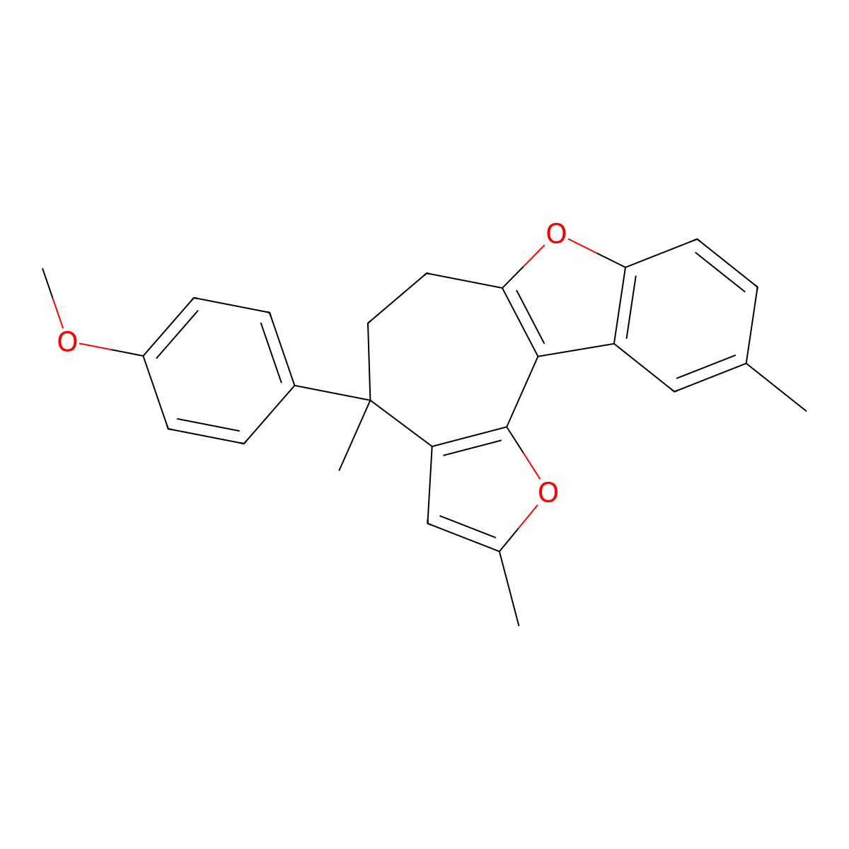 4-(4-methoxyphenyl)-2,4,10-trimethyl-5,6-dihydro-4H-furo[2',3':3,4]cyclohepta[1,2-b][1]benzofuran molecular structure, CAS 220542-85-8