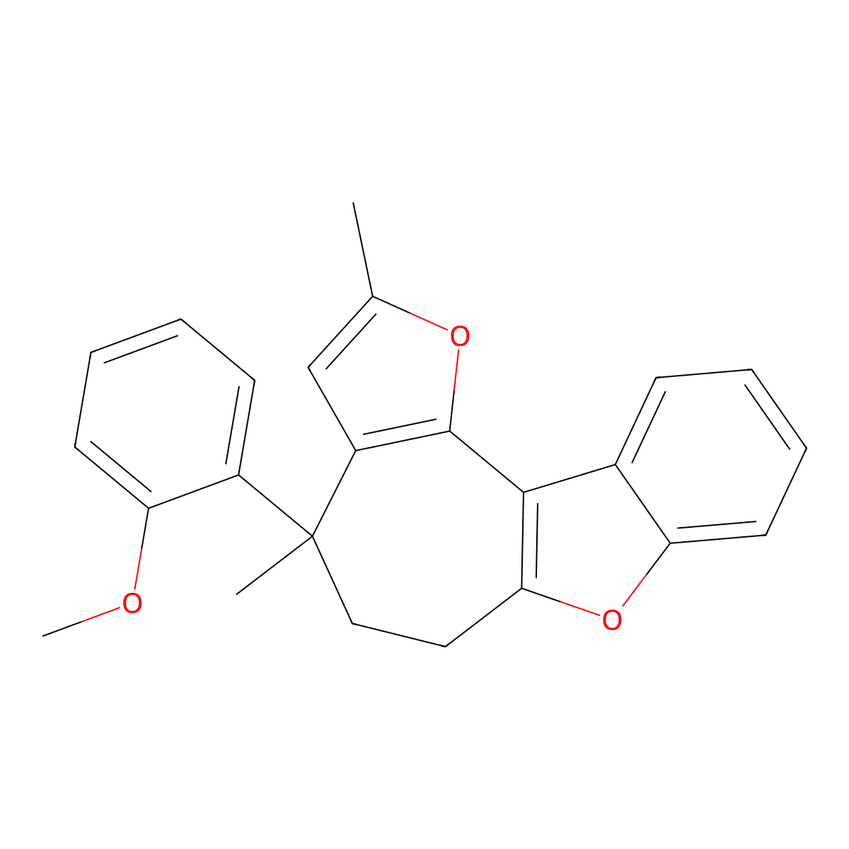 2-(2,4-dimethyl-5,6-dihydro-4H-furo[2',3':3,4]cyclohepta[1,2-b][1]benzofuran-4-yl)phenyl methyl ether molecular structure, CAS 220542-88-1