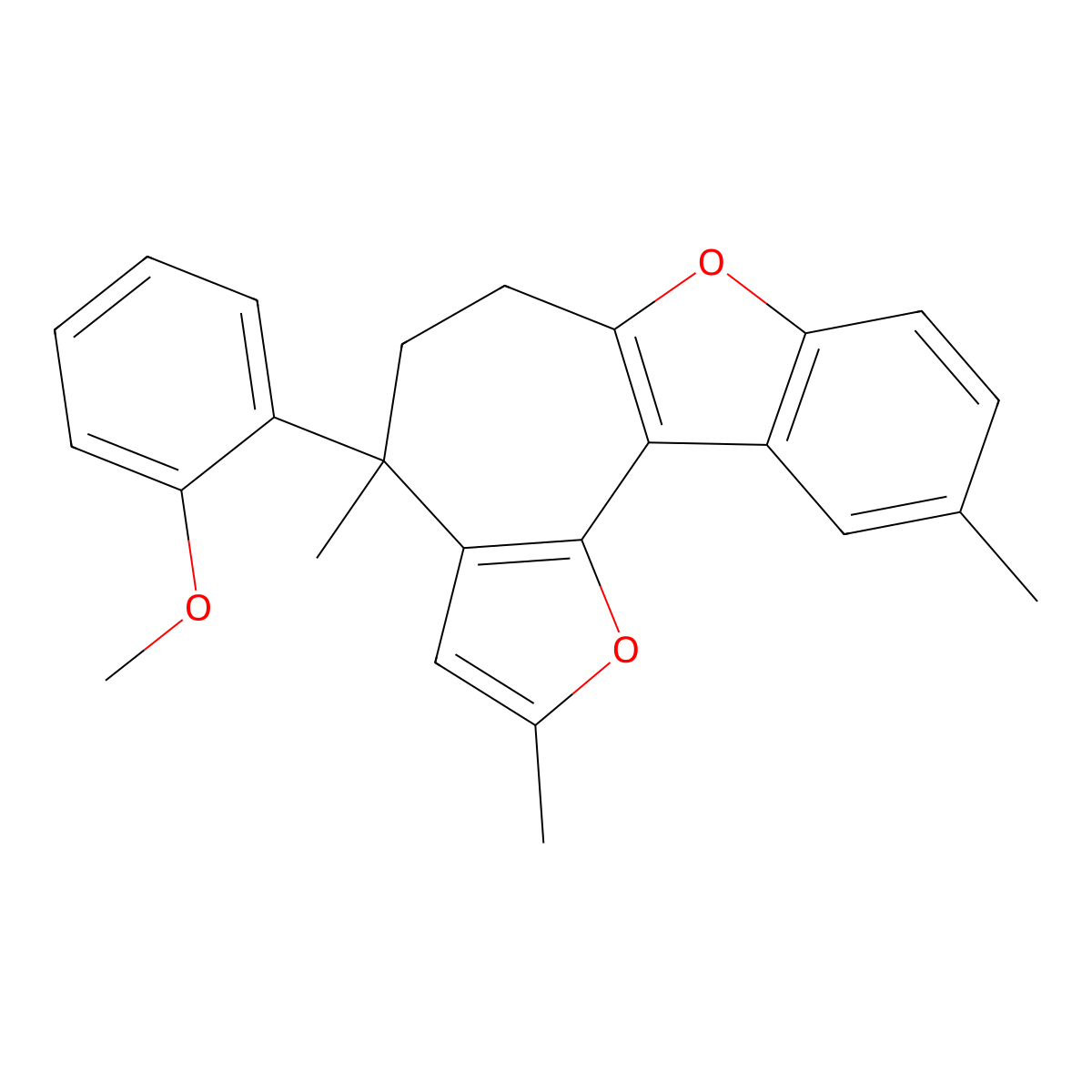 4-(2-methoxyphenyl)-2,4,10-trimethyl-5,6-dihydro-4H-furo[2',3':3,4]cyclohepta[1,2-b][1]benzofuran molecular structure, CAS 220542-89-2