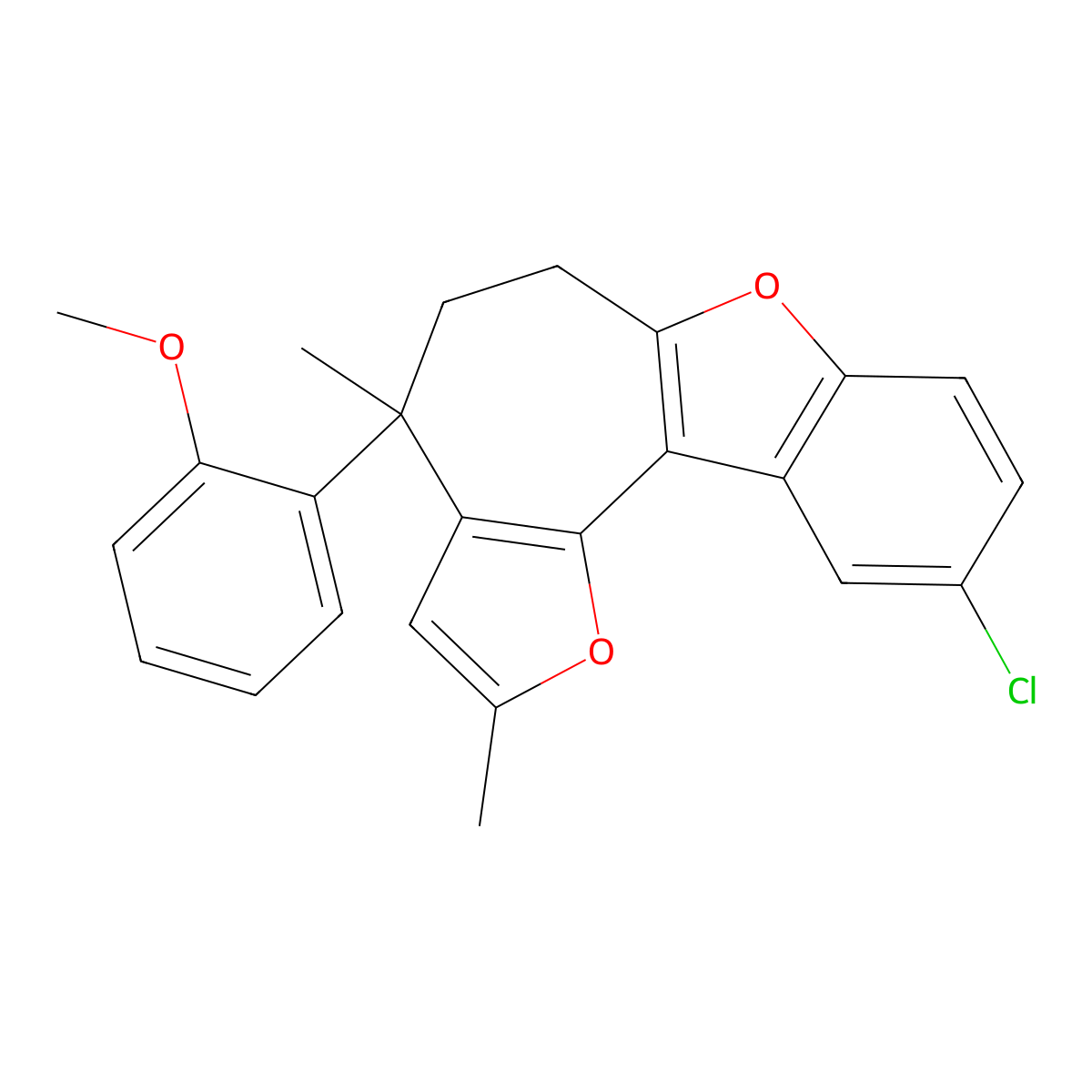 2-(10-chloro-2,4-dimethyl-5,6-dihydro-4H-furo[2',3':3,4]cyclohepta[1,2-b][1]benzofuran-4-yl)phenyl methyl ether molecular structure, CAS 220542-90-5