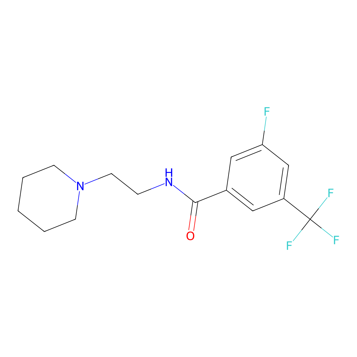 3-fluoro-N-(2-piperidin-1-ylethyl)-5-(trifluoromethyl)benzamide molecular structure, CAS 220545-44-8