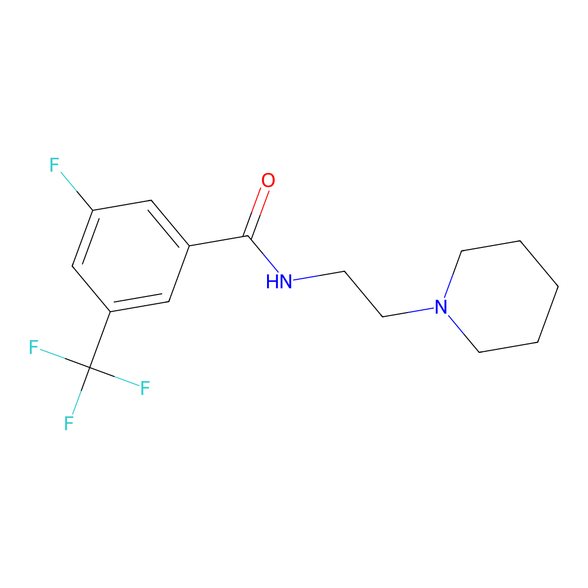 3-fluoro-N-(2-piperidin-1-ylethyl)-5-(trifluoromethyl)benzamide molecular structure, CAS 220545-44-8