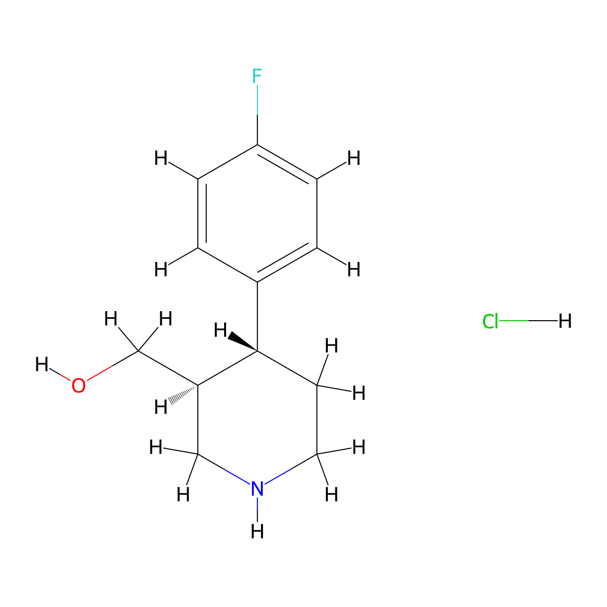 [(3S,4R)-4-(4-Fluorophenyl)-3-piperidinyl]methanol hydrochloride (1:1) molecular structure, CAS 220548-73-2