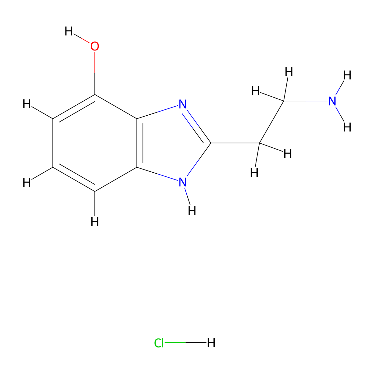 2-(2-Aminoethyl)-1H-benzimidazol-4-ol hydrochloride molecular structure, CAS 2205503-47-3