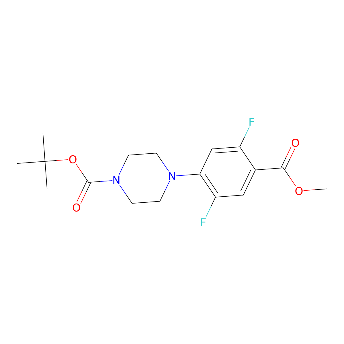 Tert-butyl 4-[2,5-difluoro-4-(methoxycarbonyl)phenyl]piperazine-1-carboxylate molecular structure, CAS 2205504-87-4