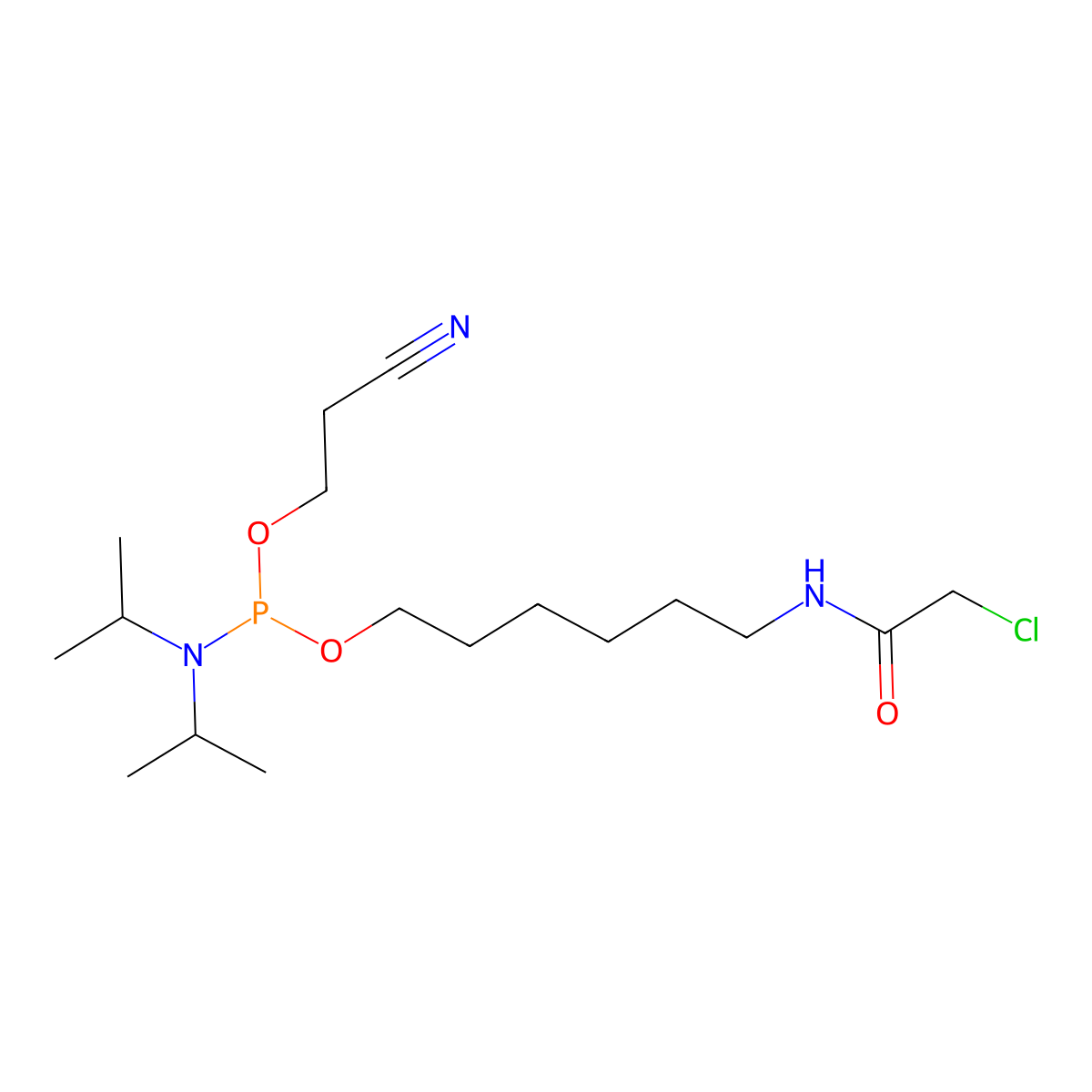 Chloracetyl C6 amine amidite molecular structure, CAS 220555-61-3