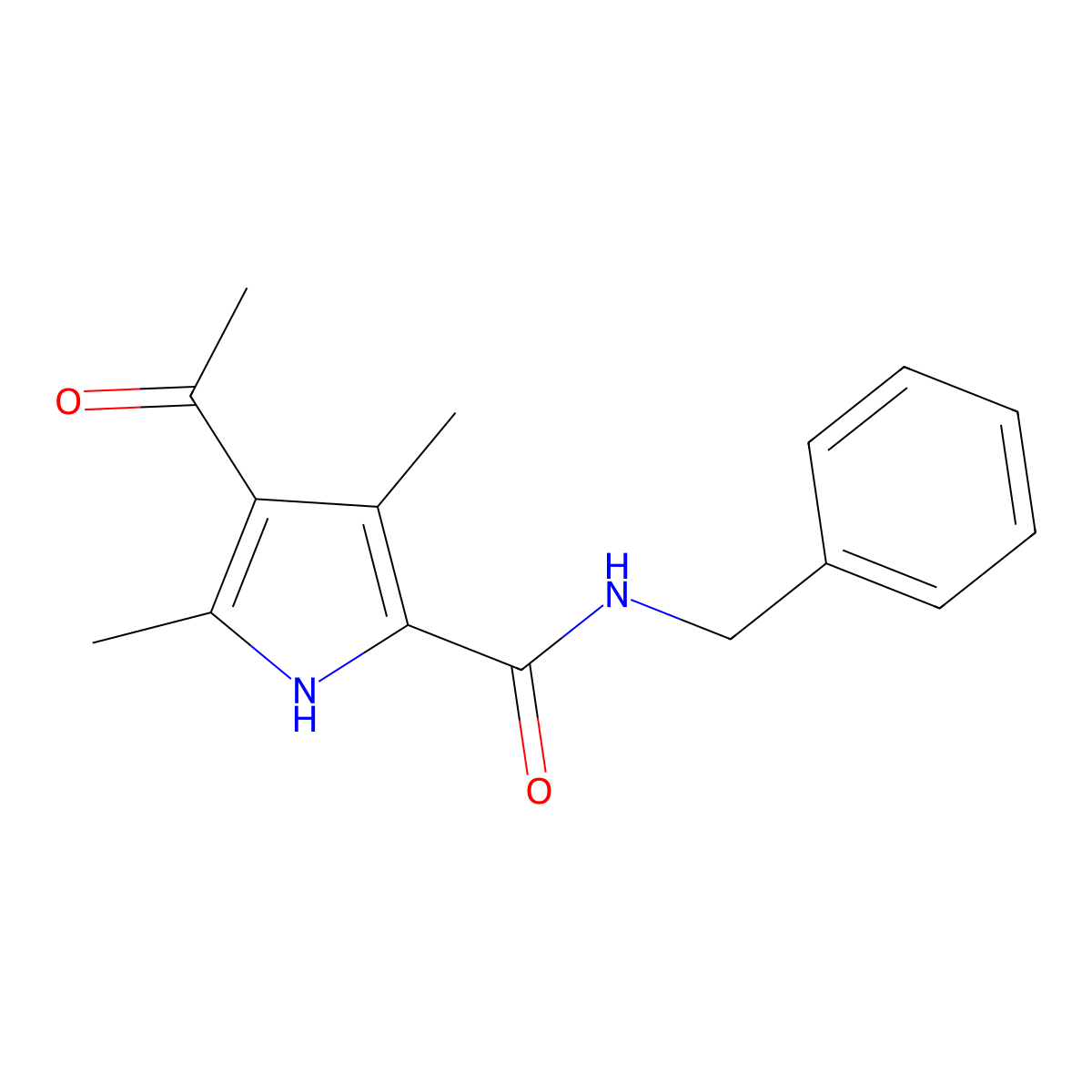 Pyrrole-2-carboxamide, 4-acetyl-N-benzyl-3,5-dimethyl- molecular structure, CAS 22056-47-9