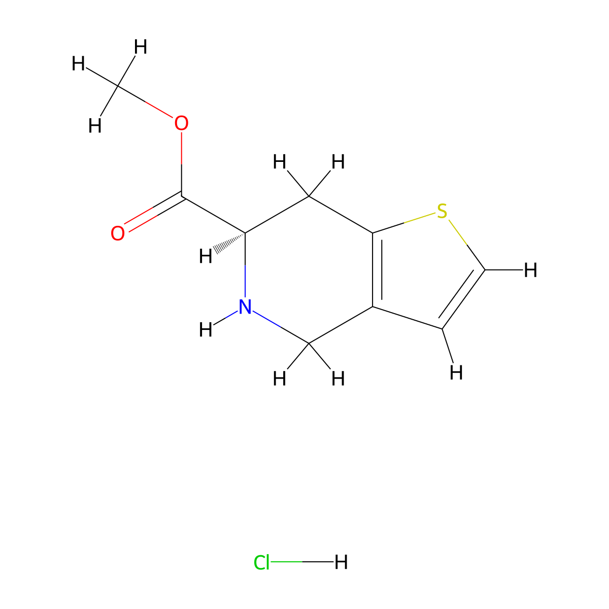 Methyl (R)-4,5,6,7-tetrahydrothieno[3,2-C]pyridine-6-carboxylate hcl molecular structure, CAS 220565-33-3