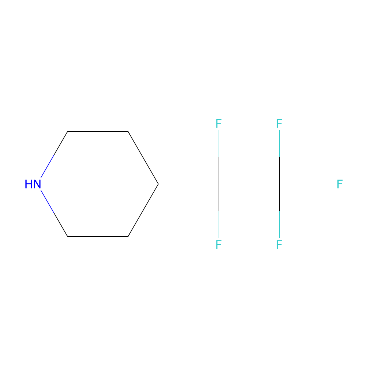 4-(1,1,2,2,2-Pentafluoroethyl)piperidine molecular structure, CAS 2205682-98-8