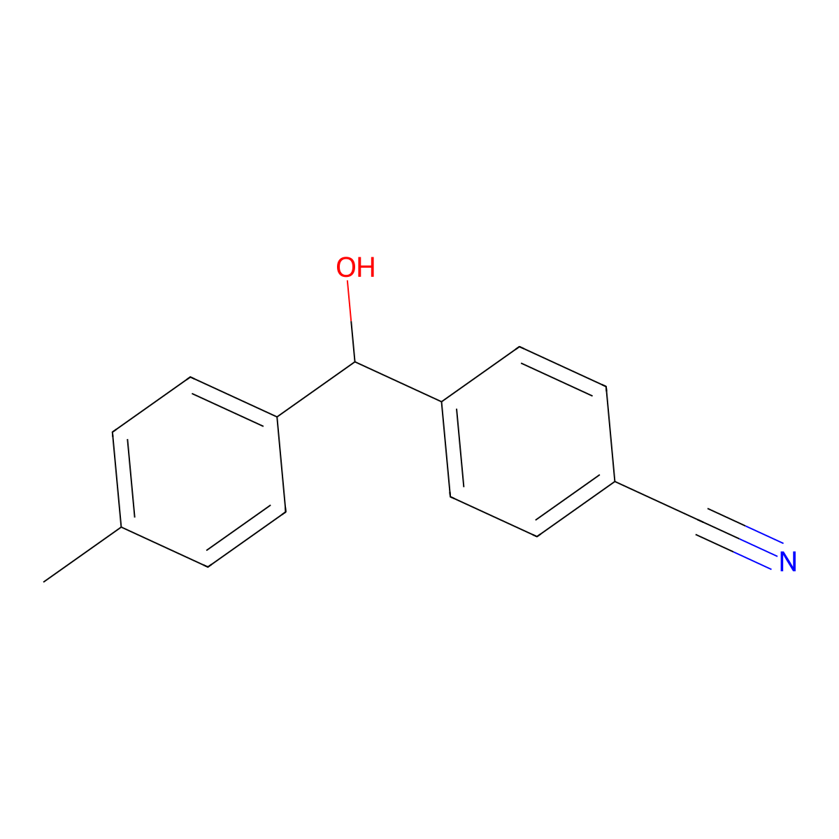 4-[Hydroxy(4-methylphenyl)methyl]benzonitrile molecular structure, CAS 220583-39-1